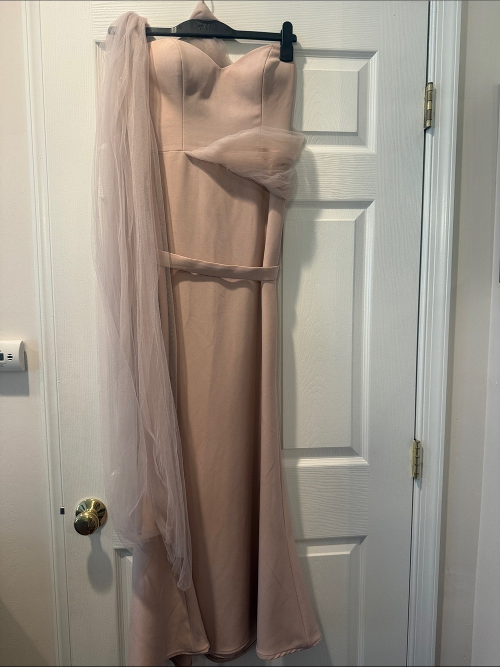 Strapless Blush Pink Evening Gown with Sweetheart Bodice